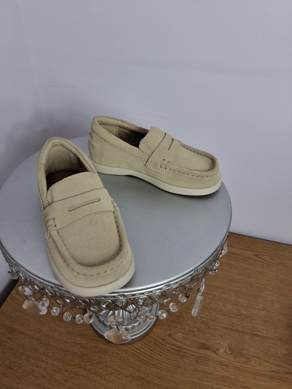 Zara Boy's Beige Suede Penny Loafers Slip-on Round Toe US 7